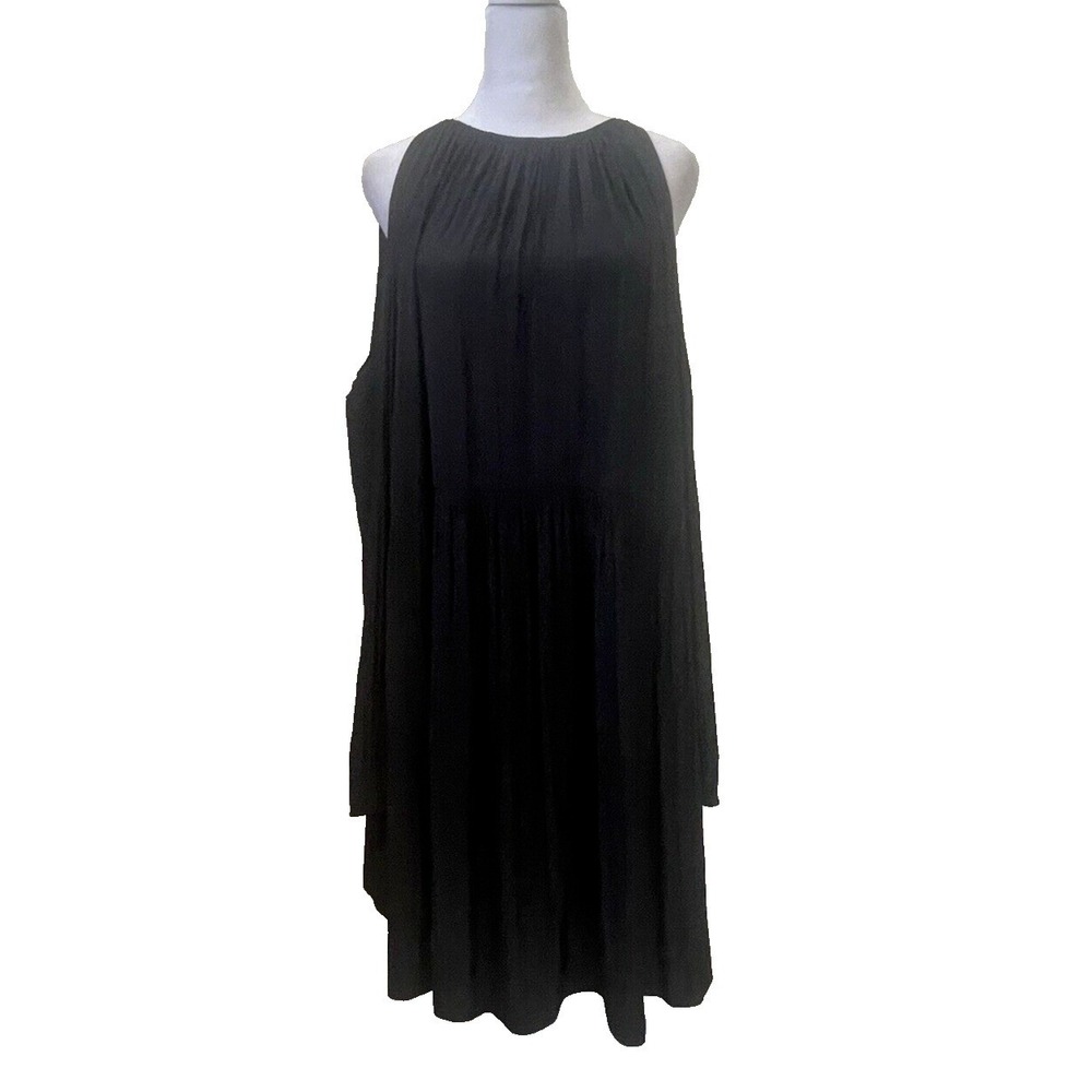 Ramy Brook Maternity Dress Large Cold Shoulder Long Sleeve Silky Black Party